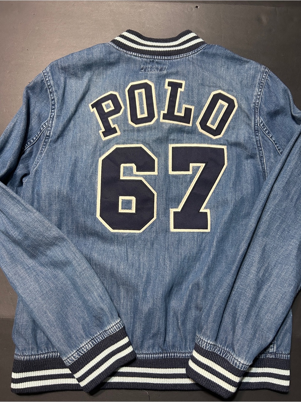 Vintage Polo Ralph Lauren (Boy's XL 18-20)Polo 67 Tigers Denim Baseball Jacket